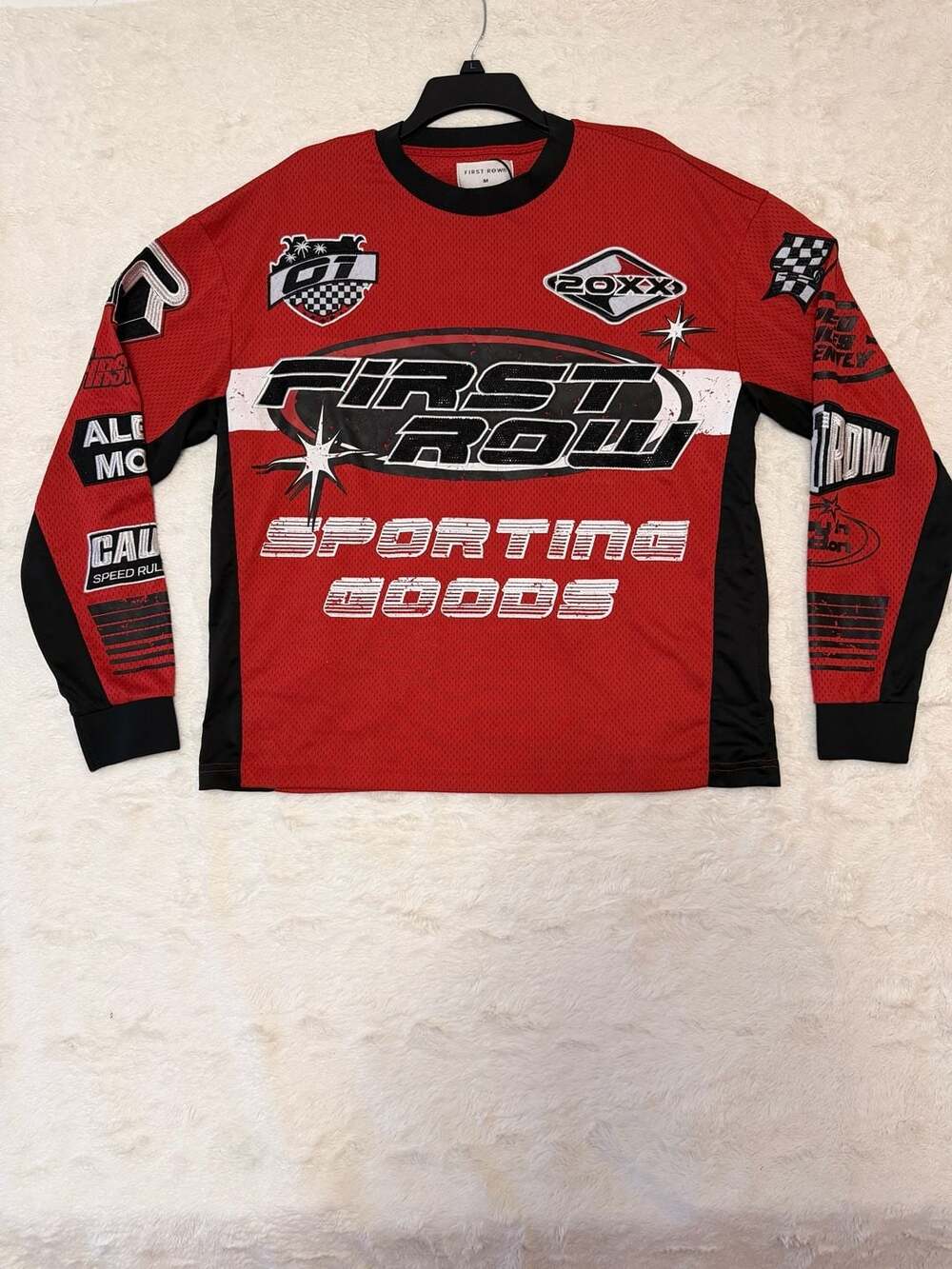 First Row Speed Rules Sporting Goods Red Moto Jersey M